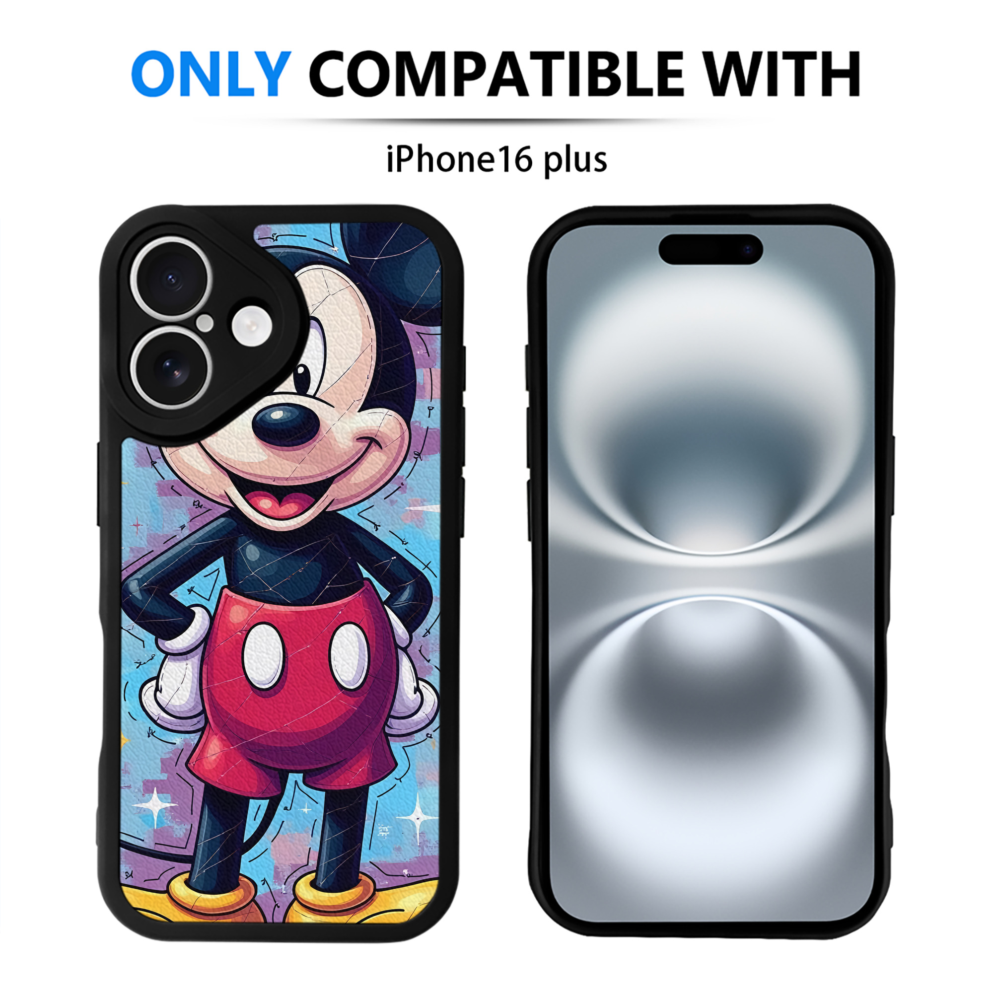（画像用） ミッキーマウス Mickey Mouse 【iPhone 16シリーズ対応】シリコンスマホケース（レザー調） 材質：シリコン